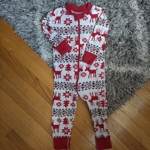 Hanna Andersson Red and White Reindeer Onesie